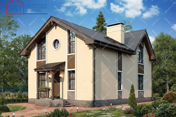 Рендер 57-13 13,25х8,4 м, площадью 146.3 м2. Цена строительства дома по проекту 57-13 от 4 389 000 рублей