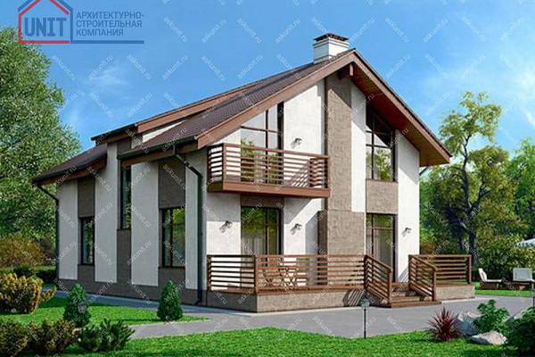 Рендер 57-10 19,55х10,2 м, площадью 232.8 м2. Цена строительства дома по проекту 57-10 от 6 984 000 рублей