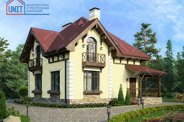 Рендер 57-08 10,6х9,0 м, площадью 117.8 м2. Цена строительства дома по проекту 57-08 от 3 534 000 рублей