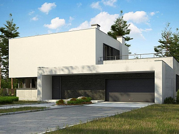 Рендер Zx 130 16.76х17.36 м, площадью 282.6 м2. Цена строительства дома по проекту Zx 130 от 8 478 000 рублей