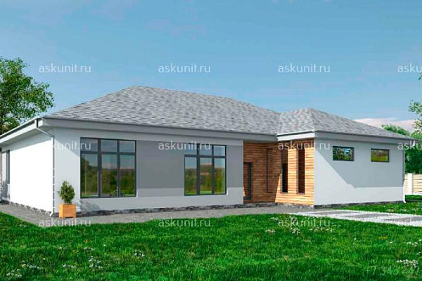 Проект одноэтажного дома с гаражом и террасой, 157,15 - проектирование и строительство домов в Екатеринбурге