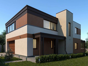 Рендер KT-268-MX 17.55х12 м, площадью 271.6 м2. Цена строительства дома по проекту KT-268-MX от 8 148 000 рублей
