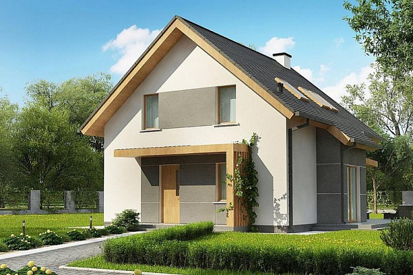 Рендер Z44 A 9.56х9.48 м, площадью 123.4 м2. Цена строительства дома по проекту Z44 A от 3 702 000 рублей