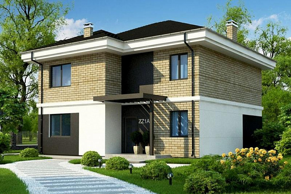 Рендер Zz 1 a 11.21х11.1 м, площадью 182.79 м2. Цена строительства дома по проекту Zz 1 a от 5 483 700 рублей