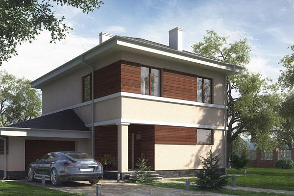 Рендер KT-158-MX 14.39х12.3 м, площадью 166.6 м2. Цена строительства дома по проекту KT-158-MX от 4 998 000 рублей