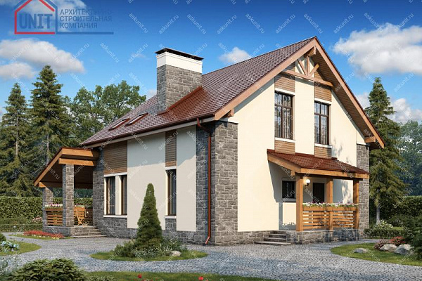 Рендер 57-11 х м, площадью 258.7 м2. Цена строительства дома по проекту 57-11 от 7 761 000 рублей