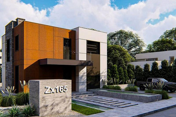 Рендер Zx 165 11.07х10.38 м, площадью 190.79 м2. Цена строительства дома по проекту Zx 165 от 5 723 700 рублей