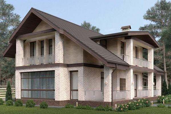 Рендер KT-251-MX 15.28х12.03 м, площадью 252.9 м2. Цена строительства дома по проекту KT-251-MX от 7 587 000 рублей